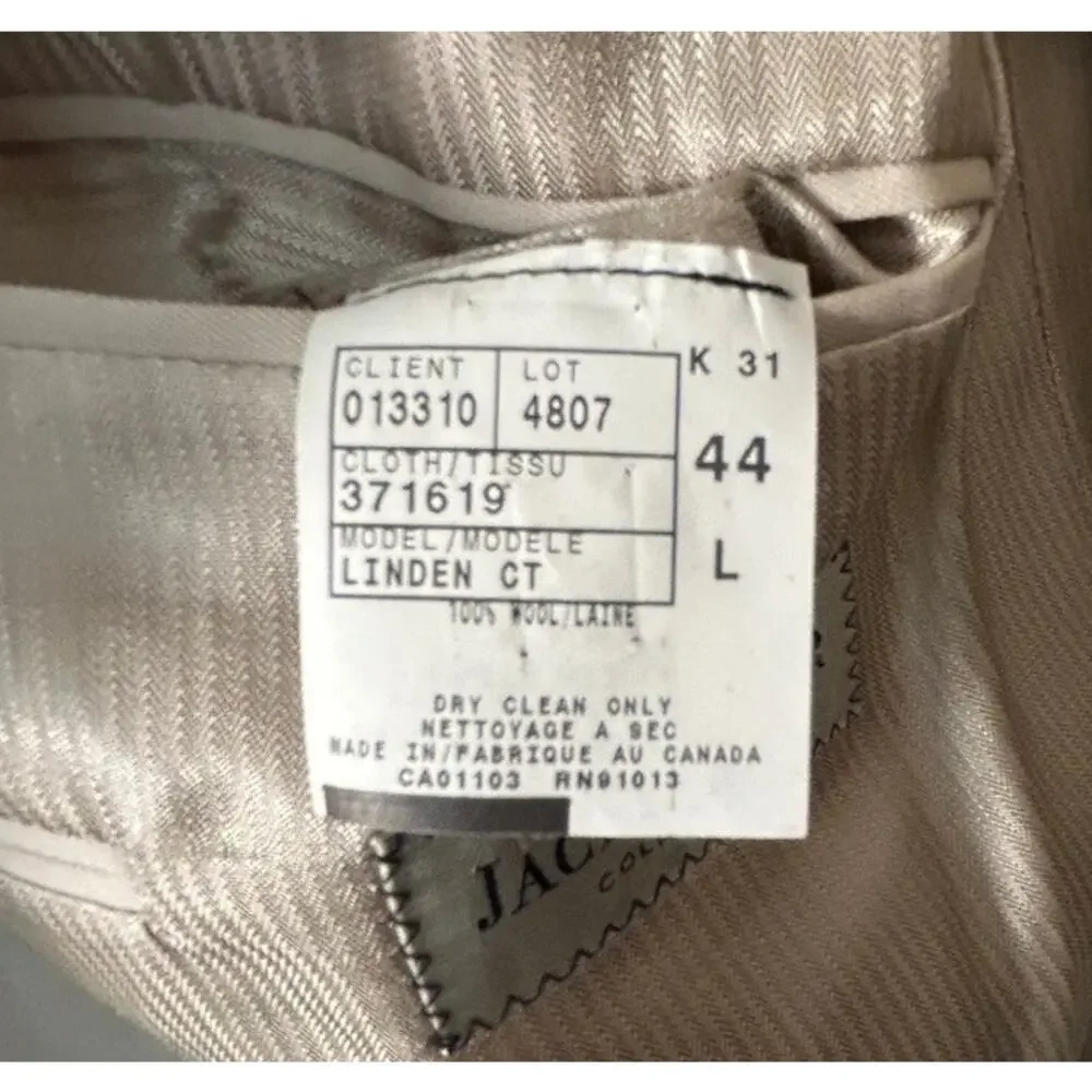 Jack Victor Lord & Taylor Super 120s Wool Blazer 44L Tan Sport Coat Old Money